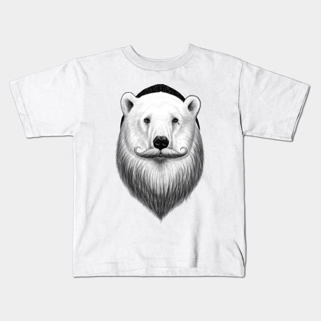 bearded polar bear Kids T-Shirt by NikKor